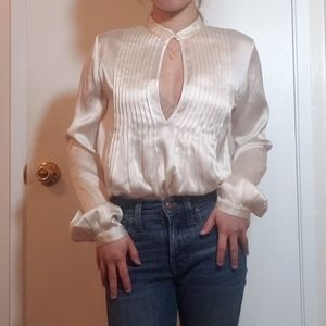 Theory bianca silk top in ivory
